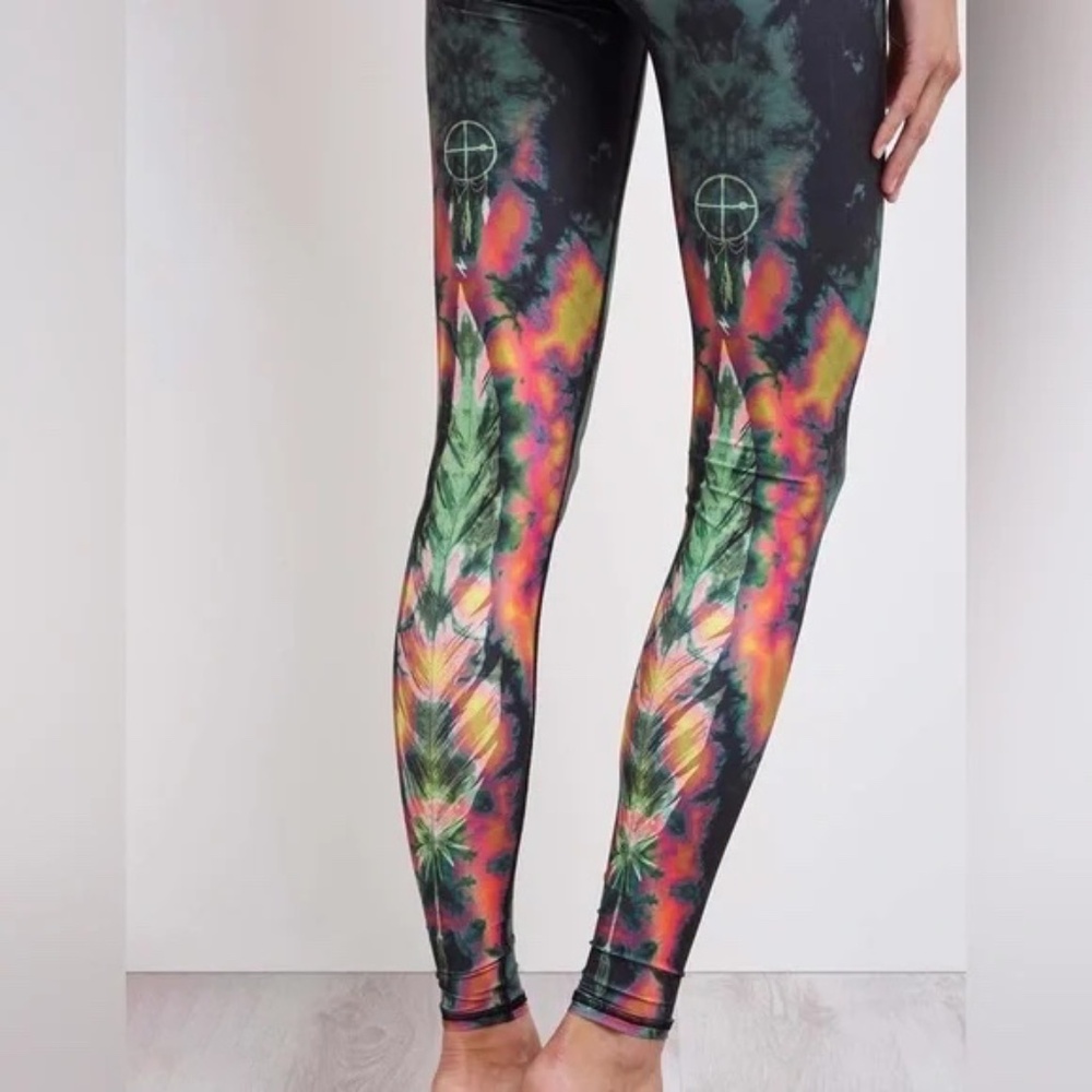 Teeki Green Eagle Feather Leggings size S